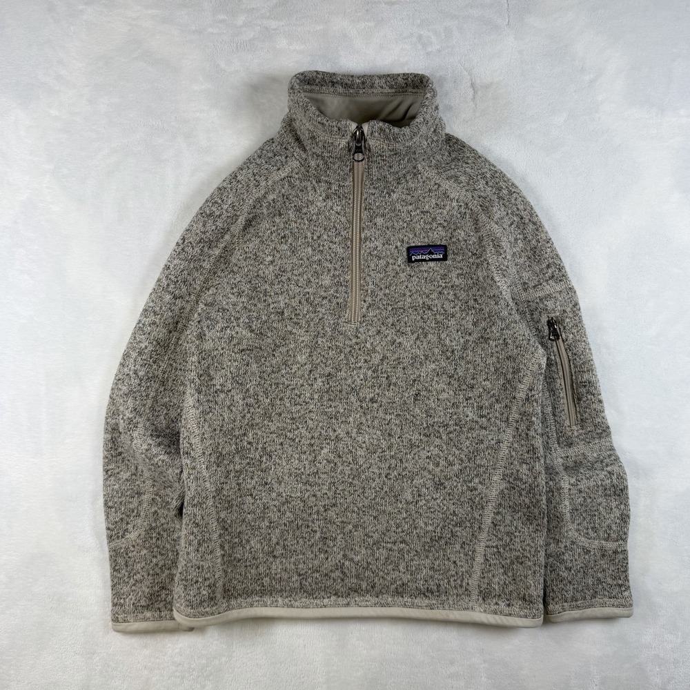 Patagonia Sweater 1/4-Zip Fleece Beige Kids Size S (7-8)